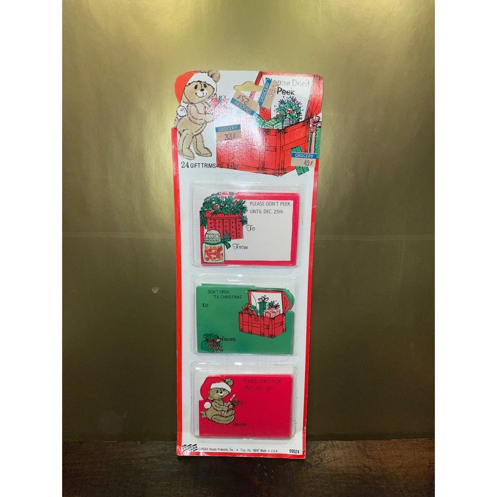 Vintage Christmas‎ Gift Tags 24 Teddy Bear Santa Claus Presents Holiday